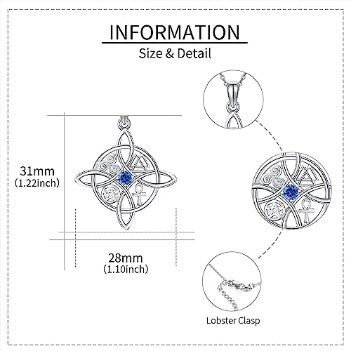 YAFEINI Witches Knot Necklace Sterling Silver Witches Knot Pendant Necklace Celtic Cross Witch Jewelry Witches Knot Amulet Gifts for Women Girls