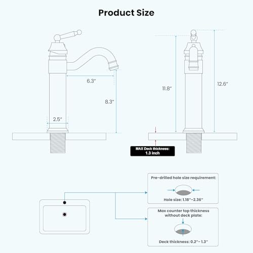 gotonovo Bathroom Vessel Sink Faucet Single Handle Brass Long Reach Bathroom Faucet 1 Hole Deck Mounted Mixer Tap with Pop Up Drain Brushed Nickel