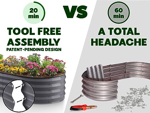 Galvanized Raised Garden Beds Outdoor// 6×3×1ft Planter Raised Beds for Gardening, Vegetables, Flowers//Large Metal Garden Box (Gray)// Patent Pending Tool-Free Assembly