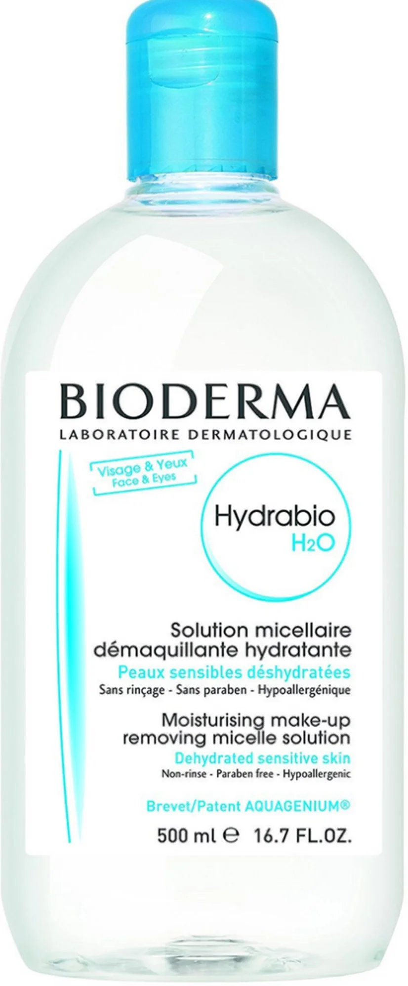 6 Pack - Bioderma Hydrabio H2O Micellar Water, Cleansing and Make-Up Removing Solution 16.7 oz