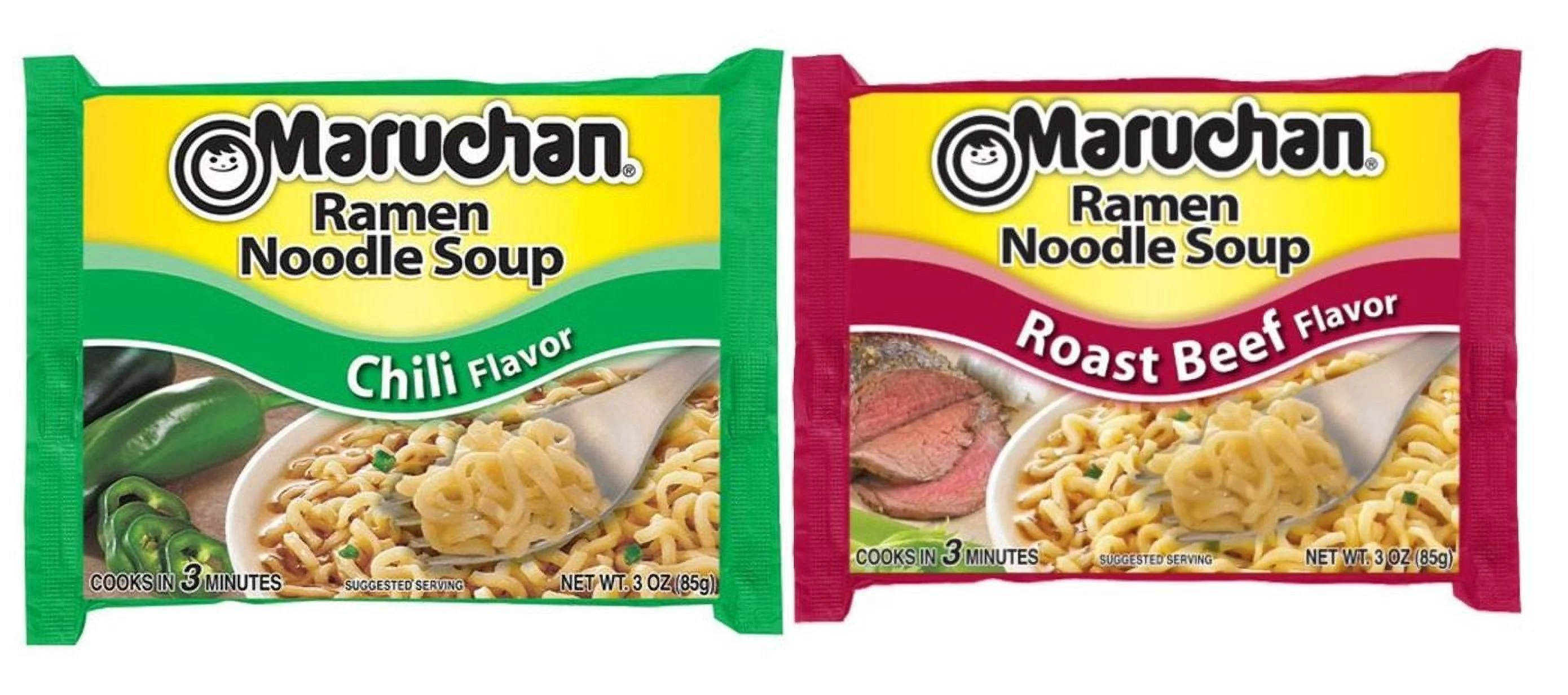 Maruchan, Ramen Chili and Roast Beef Noodles Variety Pack Soup, 3 Oz, 48 Ct by LRB