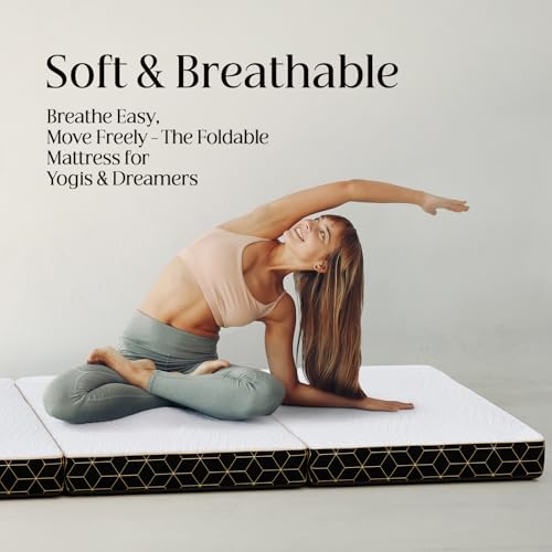 Tri-Fold Memory Foam Mattress Queen - 6 Inch Portable Folding Mattress with Handle & Washable Cover, Floor Bed with Non-Slip Base, Space-Saving for Kids Room, Travel, Guest Bed, Yoga, RV, 78