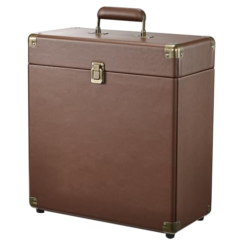 Costravio Vinyl Record Storage Record Holder Display Box Album Storage Moving Boxes Holds 30 Valuable Records 7/10/12 Inch Record Crates Vinyl Organizer for Journey Black