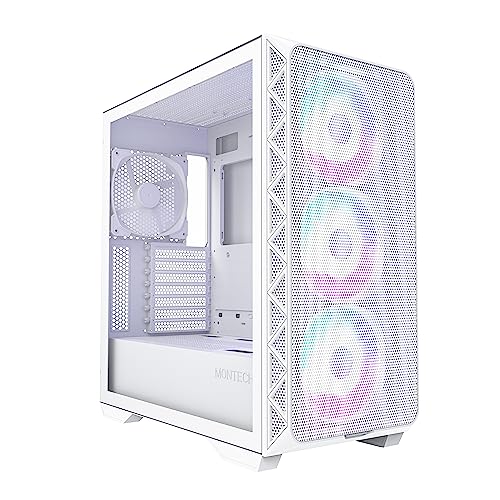 Montech AIR 903 MAX, E-ATX Mid Tower Case, High Airflow, 3X 140mm ARGB PWM & 1x 140mm PWM Fans Pre-Installed, Tempered Glass Side Panel, Mesh Front, Type-C, Support 4090 GPUs, Black