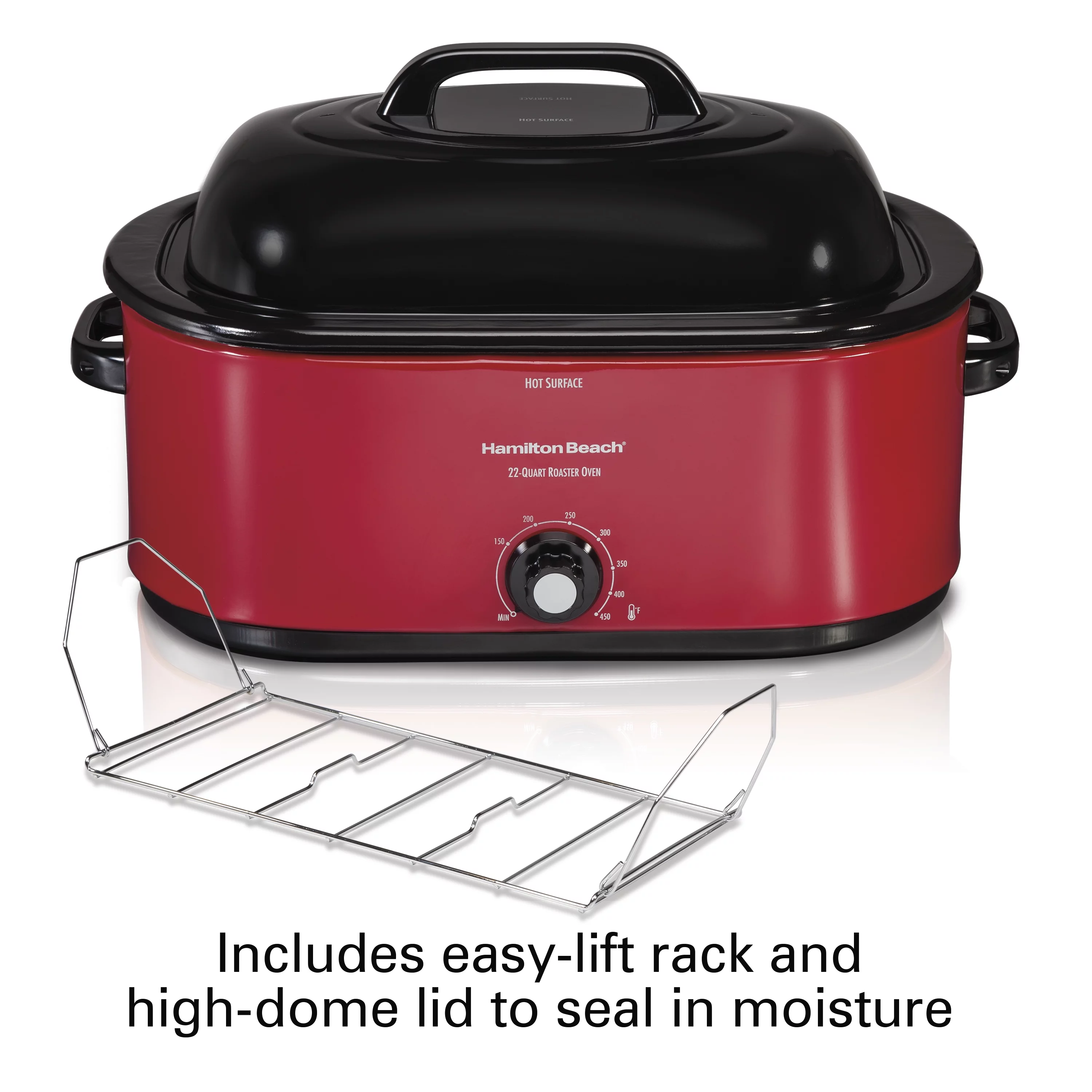 Hamilton Beach 22 Quart Roaster Oven, Fits 28 lb Turkey, Red, Model# 32231