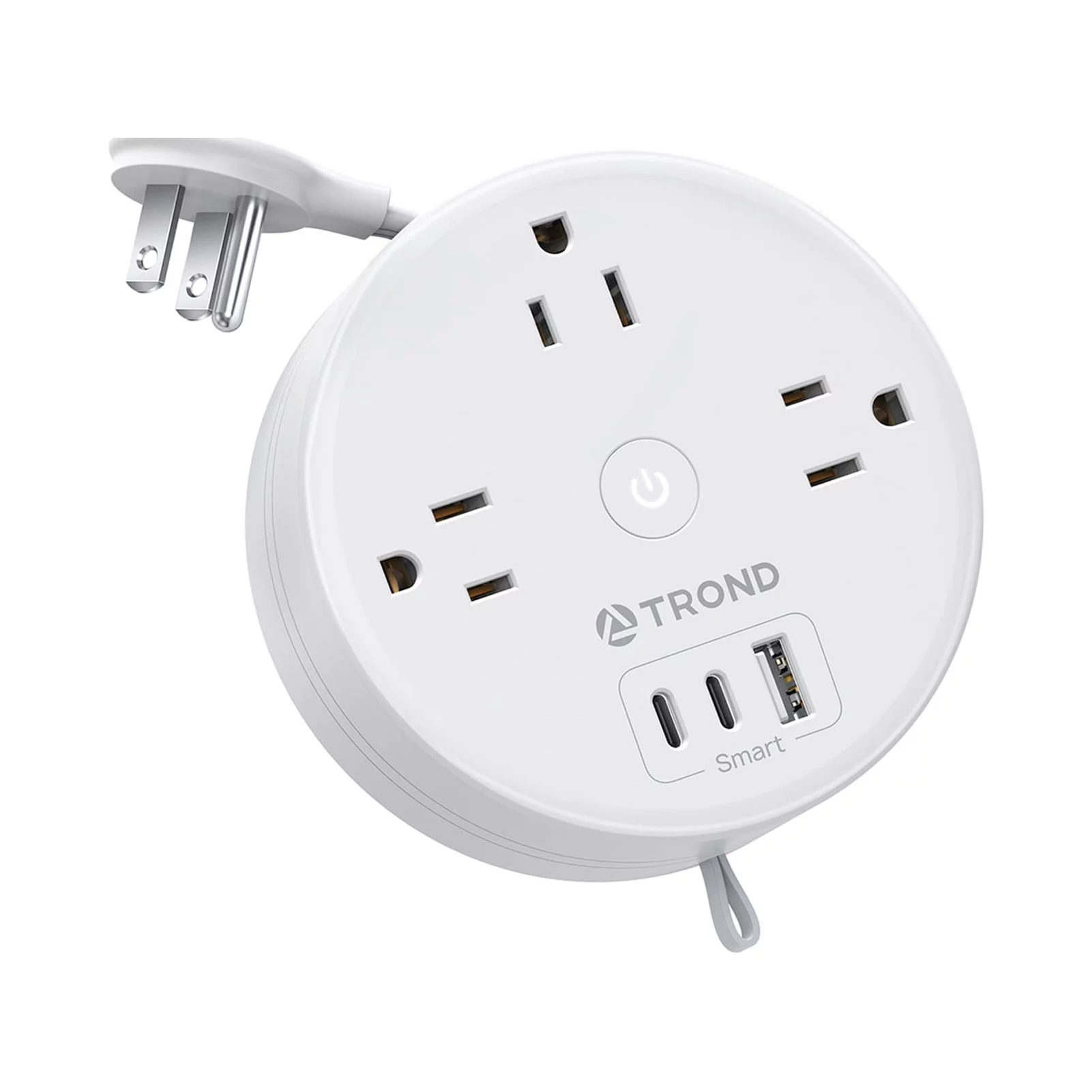 TROND Travel Power Strip with USB C Ports, 3 AC Outlets, 5ft Extension Cord, Retractable Cord, Ultra Flat Plug, Travel Cruise Essential