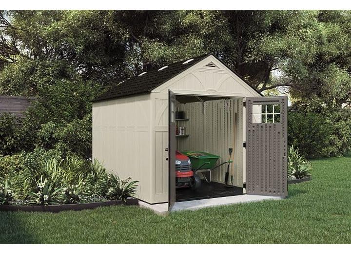 Suncast 8' x 10' Heavy-Duty Resin Tremont Storage Shed, Sand