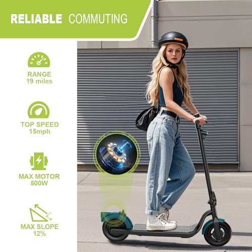 Electric Scooter Adults, Foldable E Scooter for Adults,500W Motor, 19 Mph, 21 Miles, 10