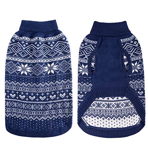HOMIMP Argyle Dog Sweater - Warm Winter Coat for Small, Medium & Large Dogs, Ugly Puppy Sweater, Soft Coat, Pet Clothing for Boys & Girls (Medium, Blue)