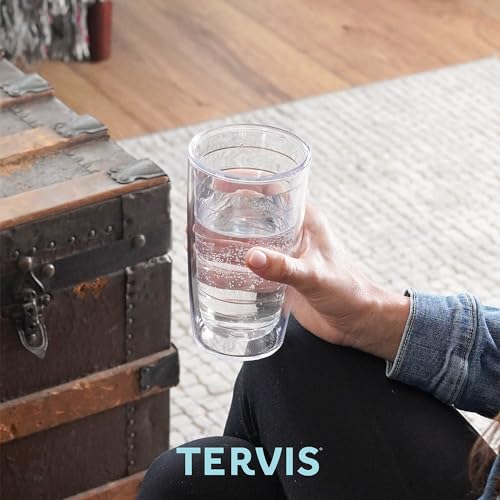 Tervis Crystal Clear Tabletop Made in USA Double Walled Insulated Tumbler Travel Cup Keeps Drinks Cold & Hot, 16oz - 4pk, Classic