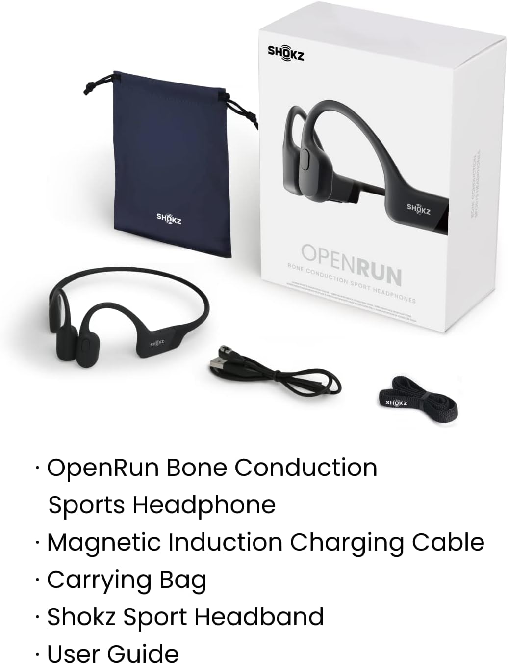 SHOKZ OpenRun Bluetooth Bone Conduction Running Headphones - AW22 - One - Black