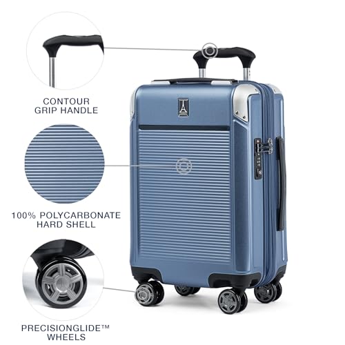 Travelpro Platinum Elite Hardside Expandable Carry on Luggage, 8 Wheel Spinner, TSA Lock, Hard Shell Polycarbonate Suitcase, Metallic Sand, Compact Carry on 20-Inch