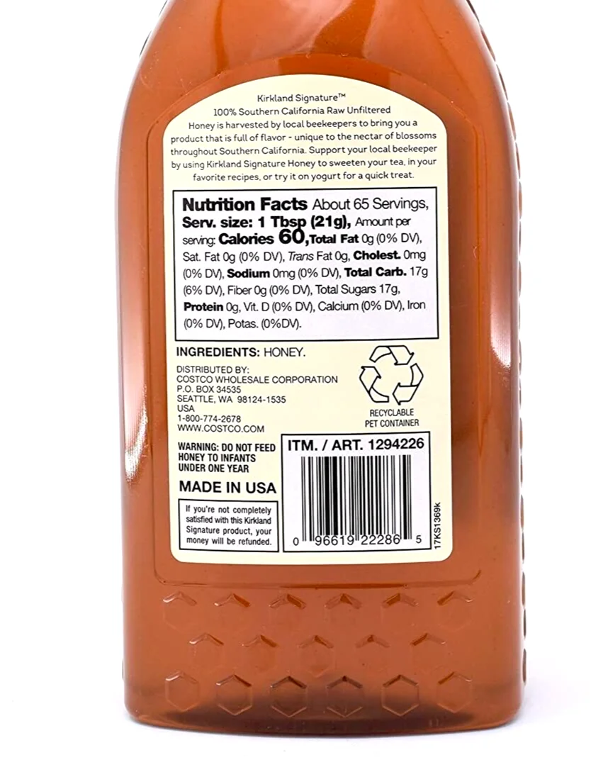 2 Packs Kirkland Signature SoCal Raw Unfiltered Honey 48 oz Each, Total 6 lbs