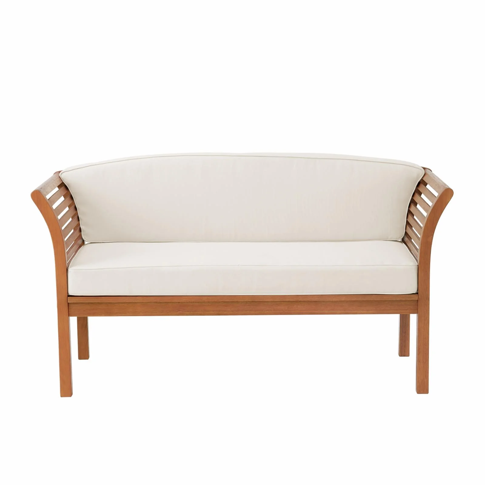 Alaterre Furniture Stamford Eucalyptus Wood Outdoor Bench with Cushions, Natural