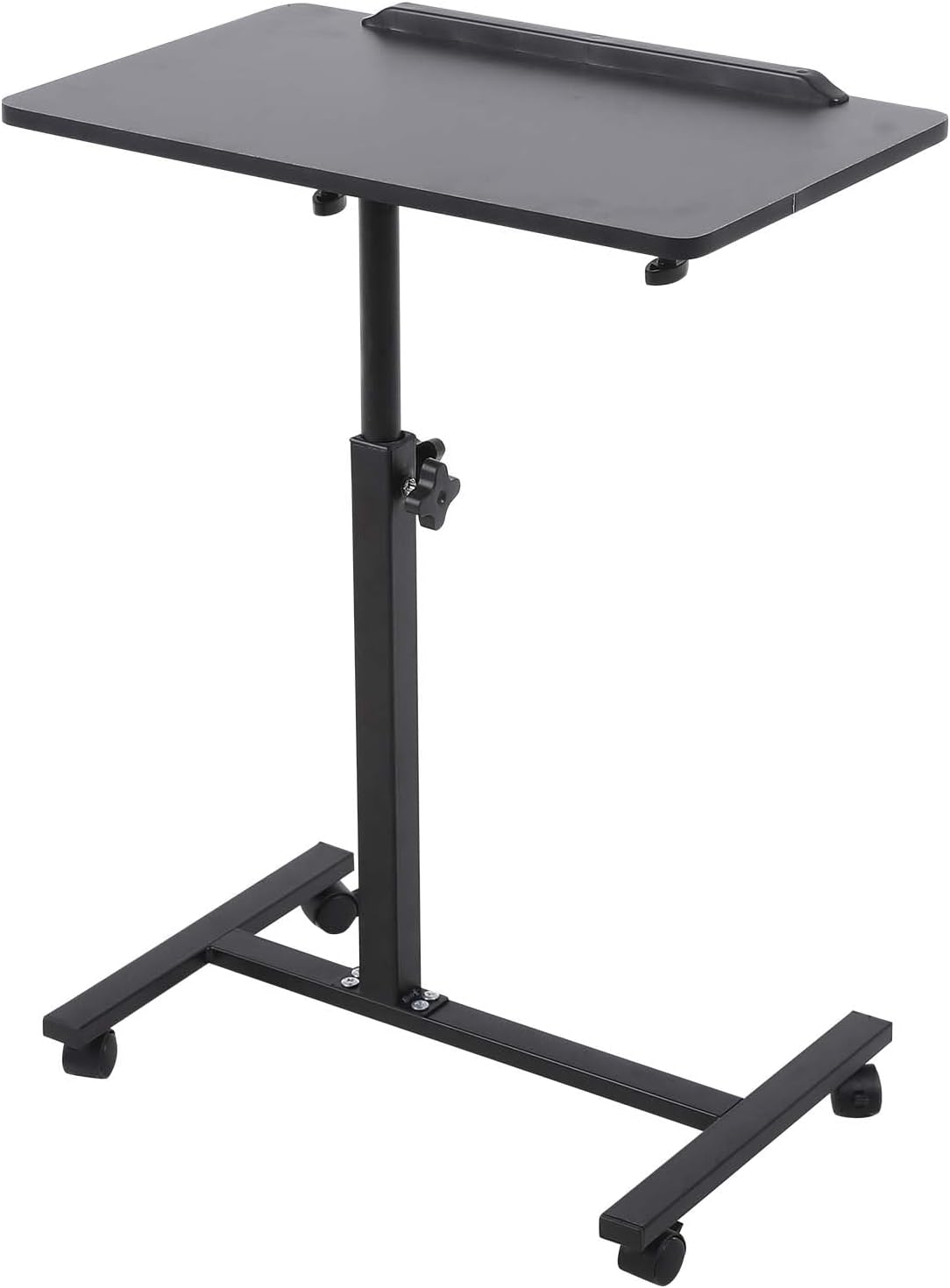 Adjustable Overbed Bedside Table with Wheels for Hospital and Home Use,Bed Desk, Laptop Tray Desk Tilting 7027(Black)
