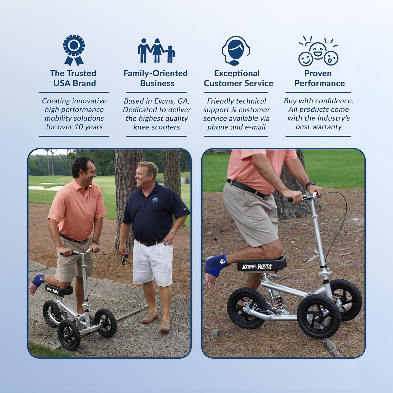 KneeRover PRO All Terrain Knee Scooter with Shock Absorber for Adults for Foot Surgery Heavy Duty Knee Walker for Broken Ankle Foot Injuries - Leg Scooter Best Knee Crutch Alternative (Silver)