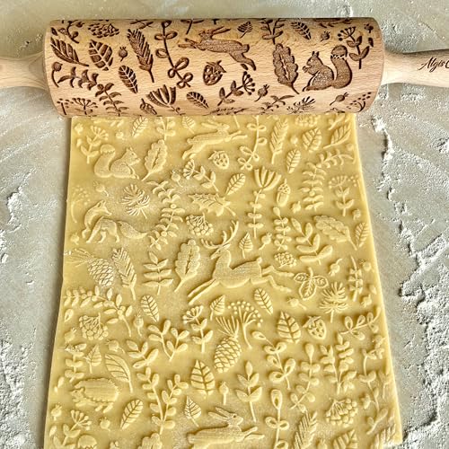 MEADOW Embossing Rolling Pin. Laser Engraved Rolling Pin for Pottery and Cookies by Algis Crafts
