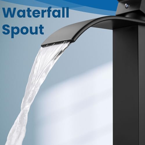 Airuida Brushed Gold Tall Waterfall Bathroom Vessel Sink Faucet Modern Bathroom Vanity Faucet Single Handle Single Hole Farmhouse Bar Mixer Tap Washbasin Faucet Deck Mount