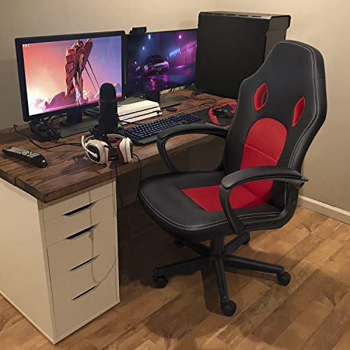 Office Gaming Chair High Back Leather Computer Chairs Ergonomic Height Adjustable Racing Game Desk Chair Executive Conference Task Chair (Blue)