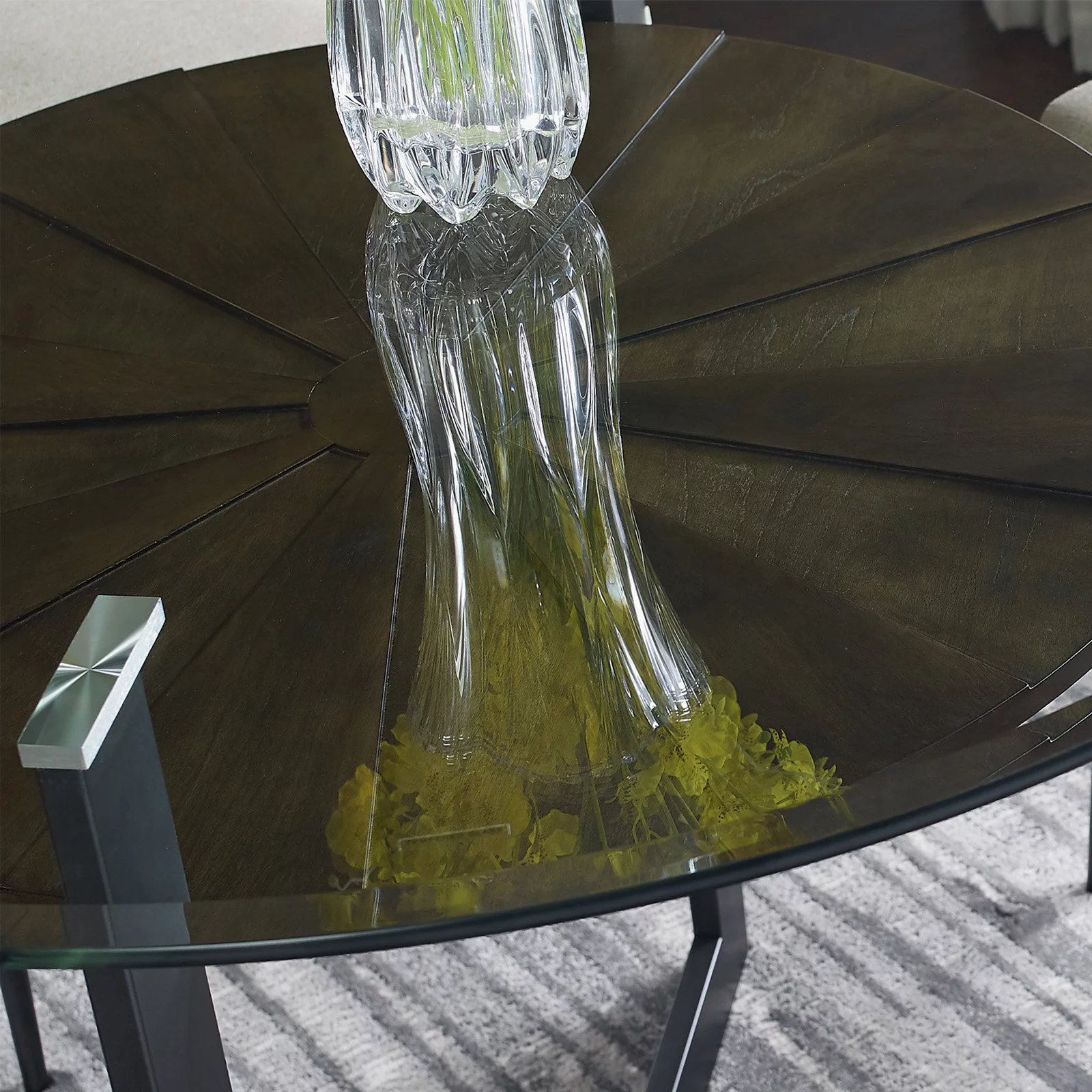 Olson Medium Brown Metal Base Dining Table