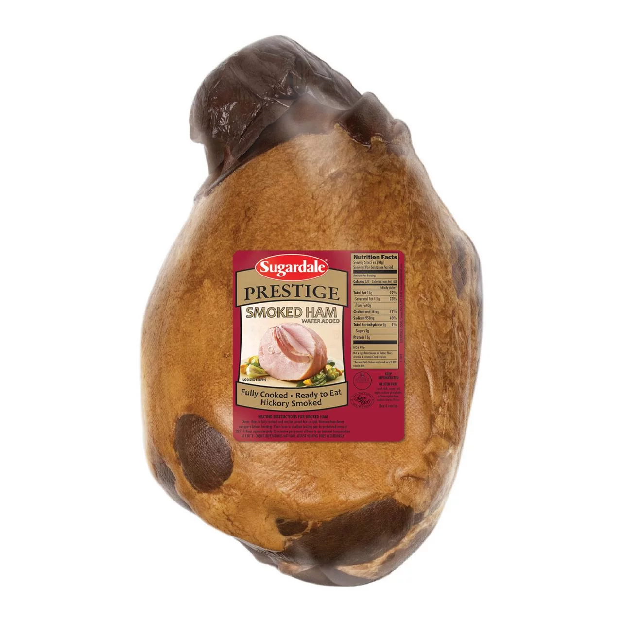 Sugardale Prestige Hickory Smoked Whole Ham, Fully Cooked, Pork Bone-In, 17.0 - 24.0 lb