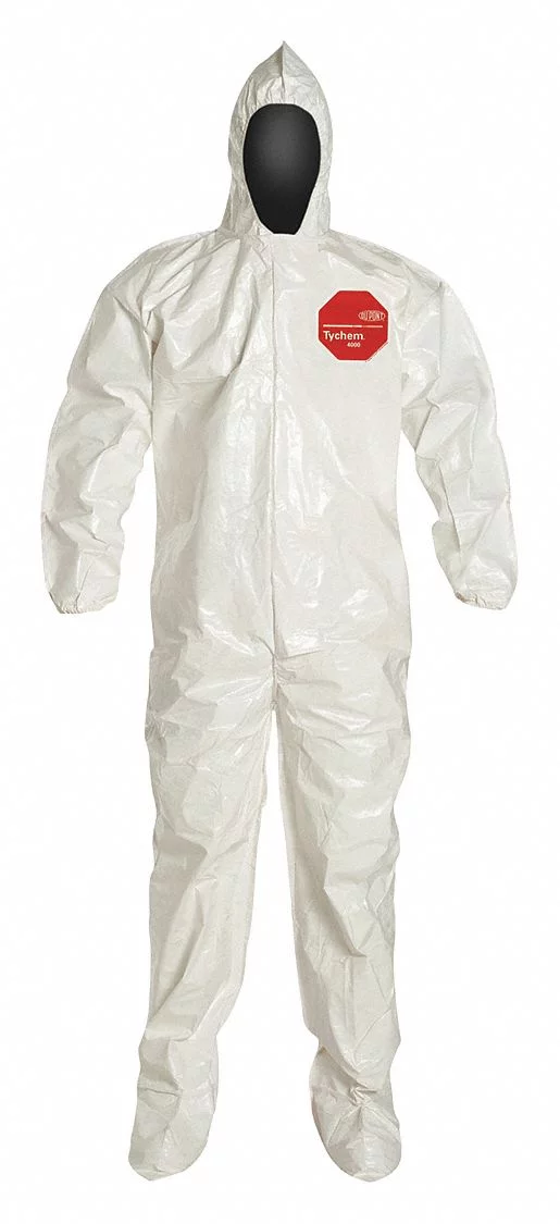 Dupont Hooded Coveralls,White,XL,Elastic,PK12  SL122BWHXL001200