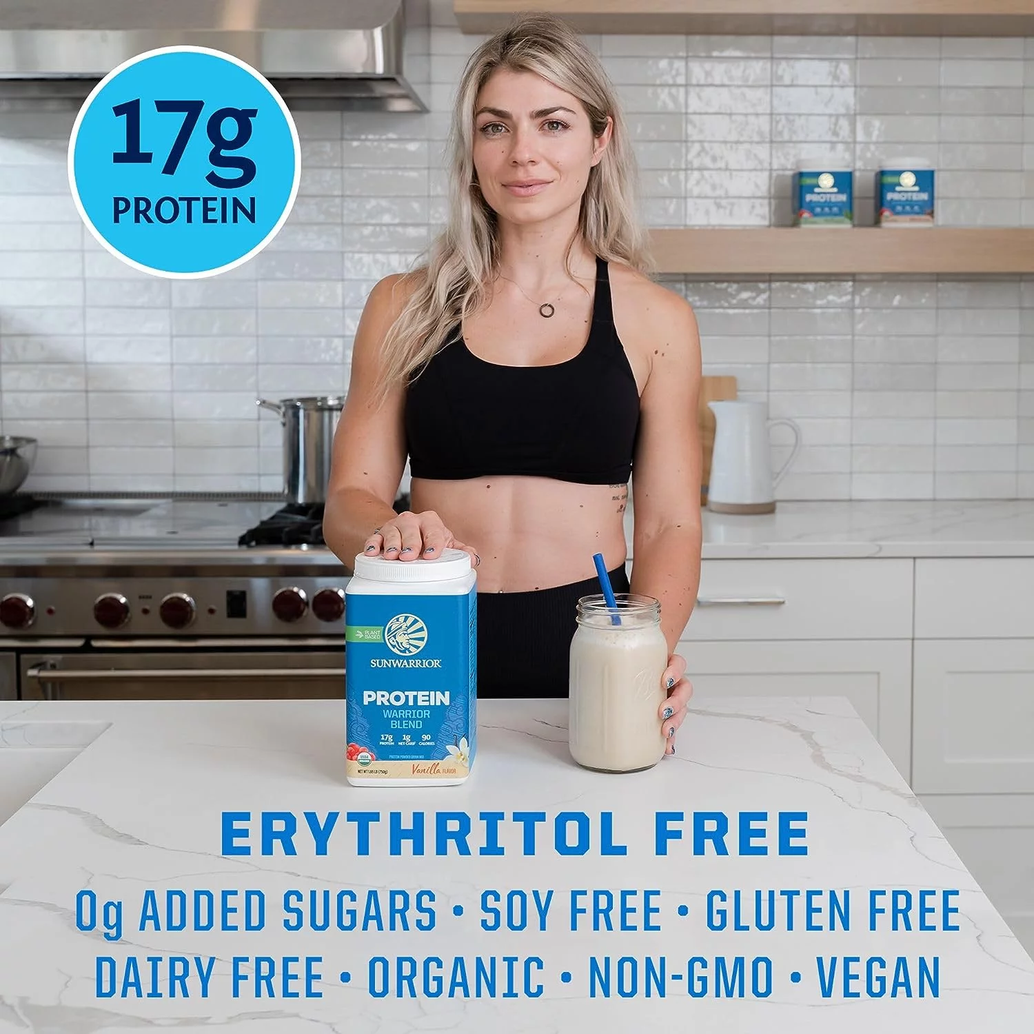 Sunwarrior USDA Organic Vanilla Plant Protein Powder with BCAA | Vegan Plant Based Protein Powder, 750g