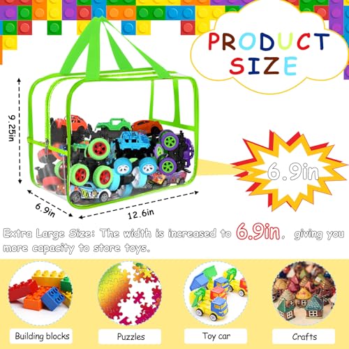 6 Packs Large Toy Storage Bags with Labels, Reusable Clear PVC Board Game Storage, Travel Waterproof Organizer Bags with Zipper for Building Blocks, Puzzle, Kids Books