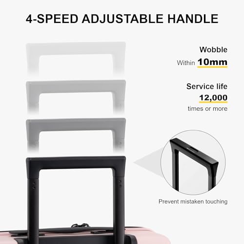 LEVEL8 Hard Shell Carry on Luggage Airline Approved, Carry-on Suitcases with Wheels, Lightweight Luminous Textured Hardside Travel Bag with Tsa Lock, 20 Inch, Black