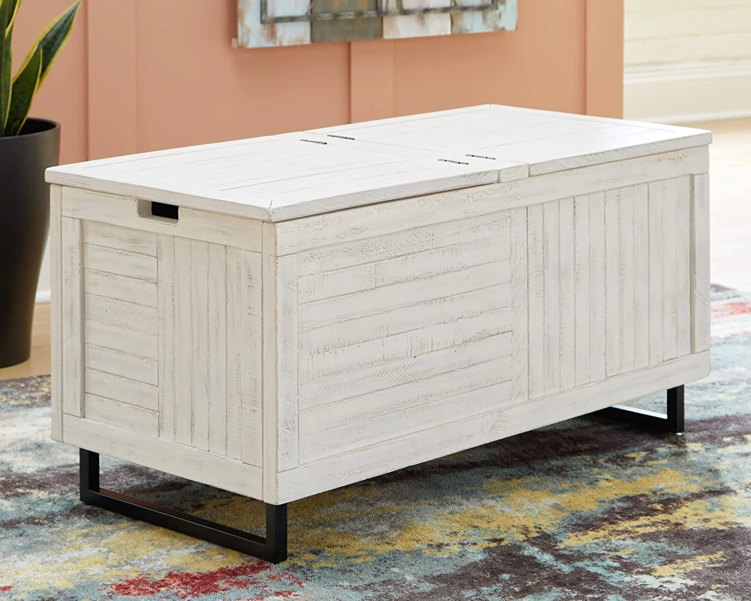 Coltport Storage Trunk or Coffee Table, Distressed White
