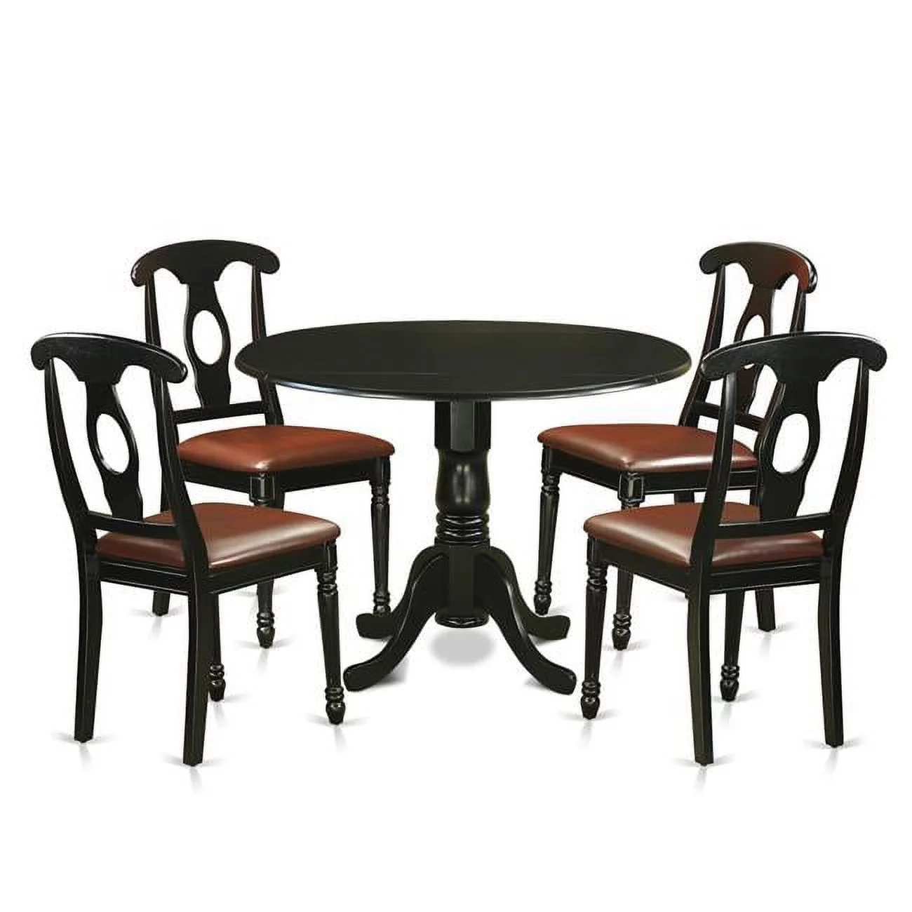 Dinette Table Set - Small Kitchen Table & 4 Chairs, Black - 5 Piece