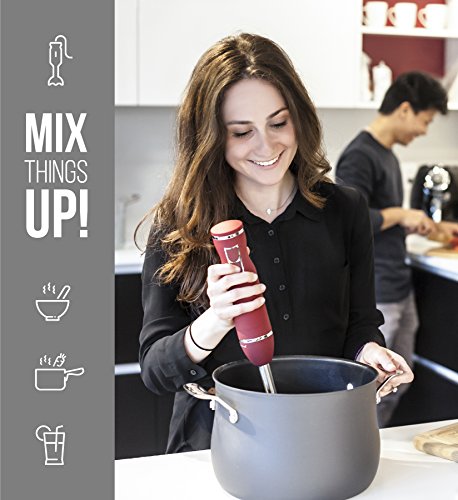 Chefman Immersion Stick Hand Blender with Stainless Steel Shaft & Blades, Powerful Ice Crushing 2-Speed Control Handheld Mixer, Purees Smoothie, Sauces & Soups, 300 Watts, Turquoise