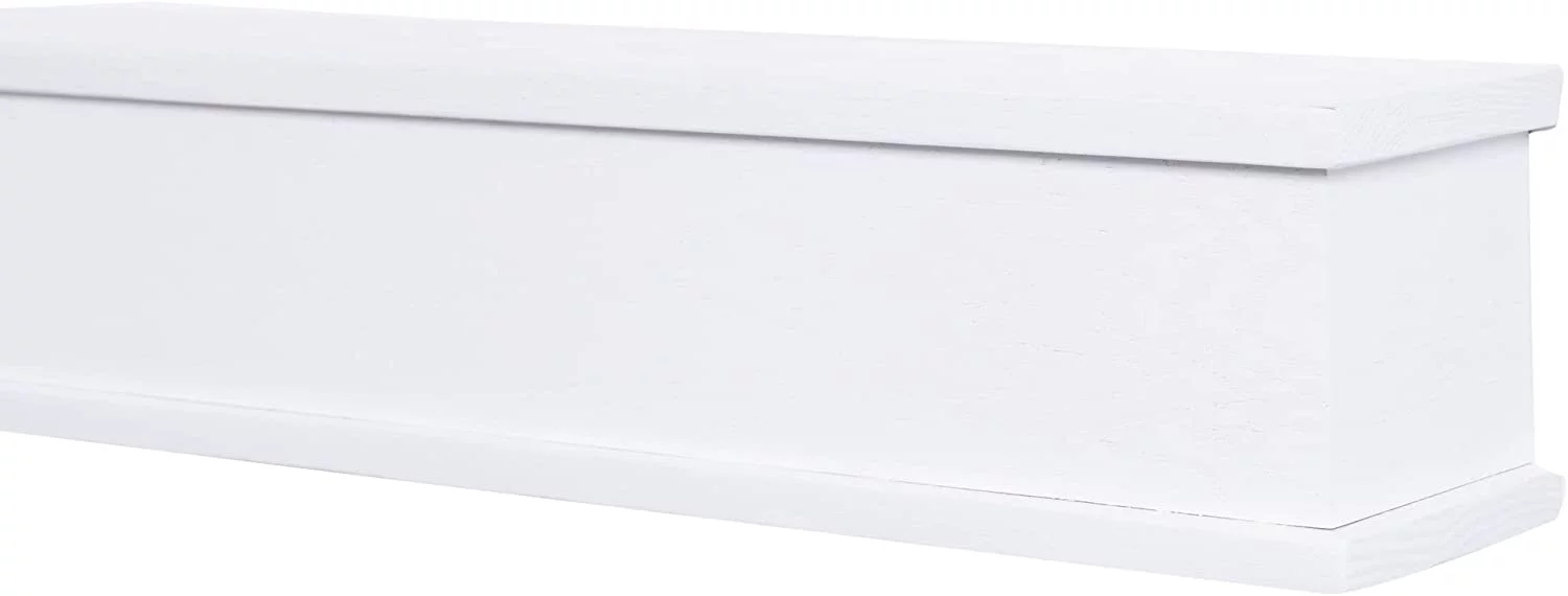 Mantels Direct Bisbee 48 inch x 6 inch Floating Fireplace Oak Hardwood Mantel Shelf - White