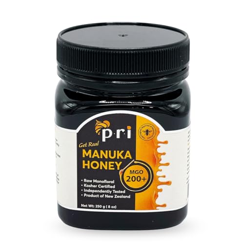 PRI Manuka Honey, Certified MGO 200+, Raw New Zealand Manuka Honey, 500g Jar
