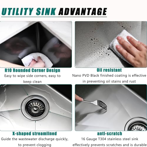 25 Inch Drop In Utility Sink with Faucet, 25