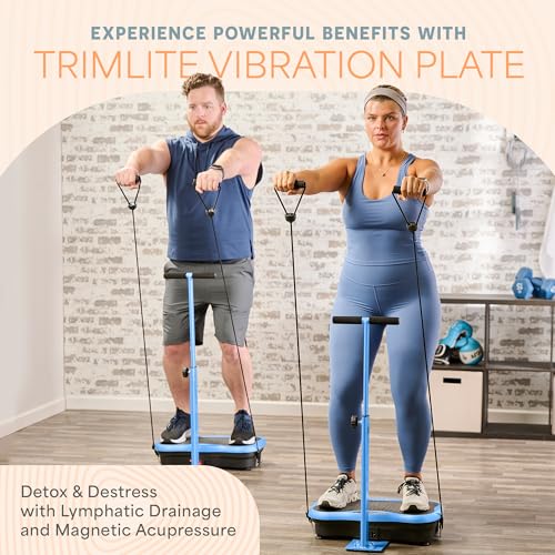 Lifepro TrimLite Vibration Plate Exercise Machine with Handlebars – Whole Body Vibration Machine, Ideal Lymphatic Drainage Massager – 99 Speed Levels, Bluetooth Speaker, Resistance Bands & Remote