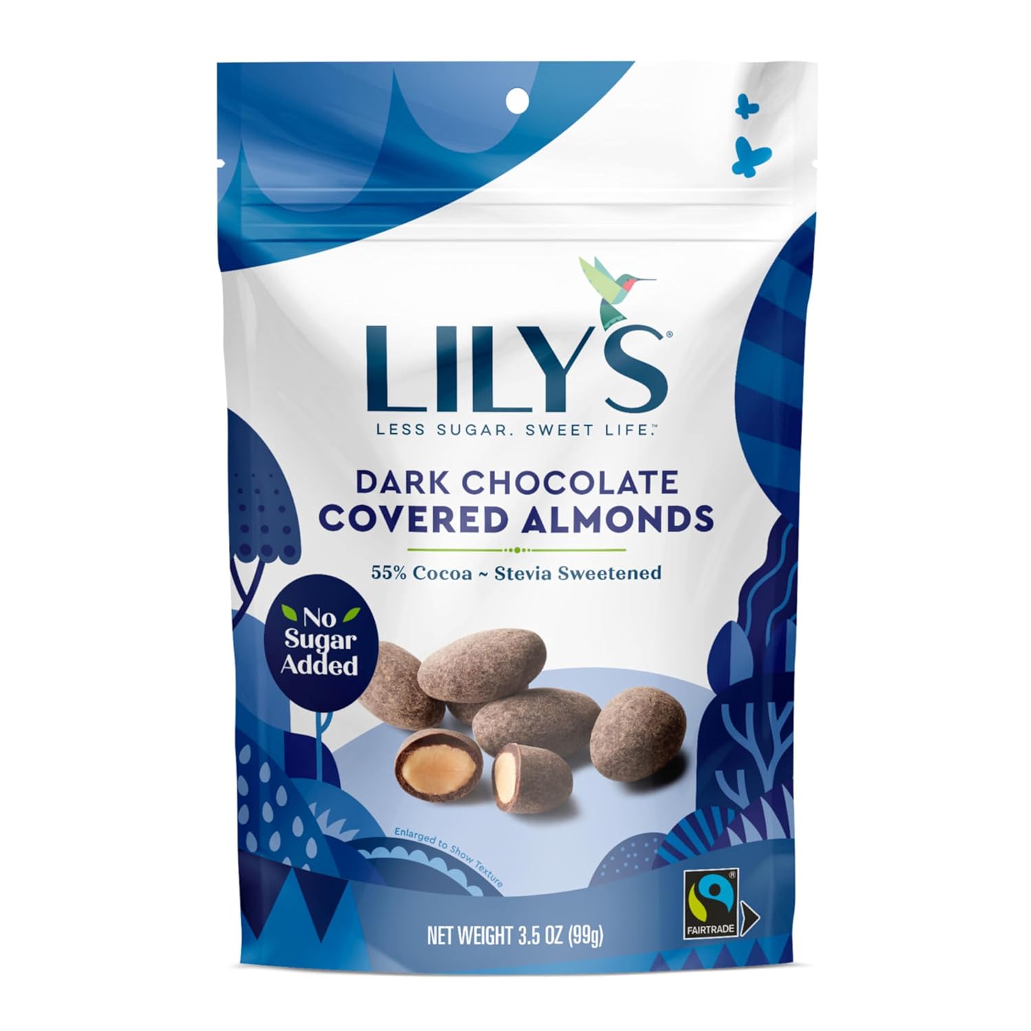 LILY'S Dark Chocolate Style, Free of Added Sugar Covered Almonds Bags, 3.5 oz (3 count)