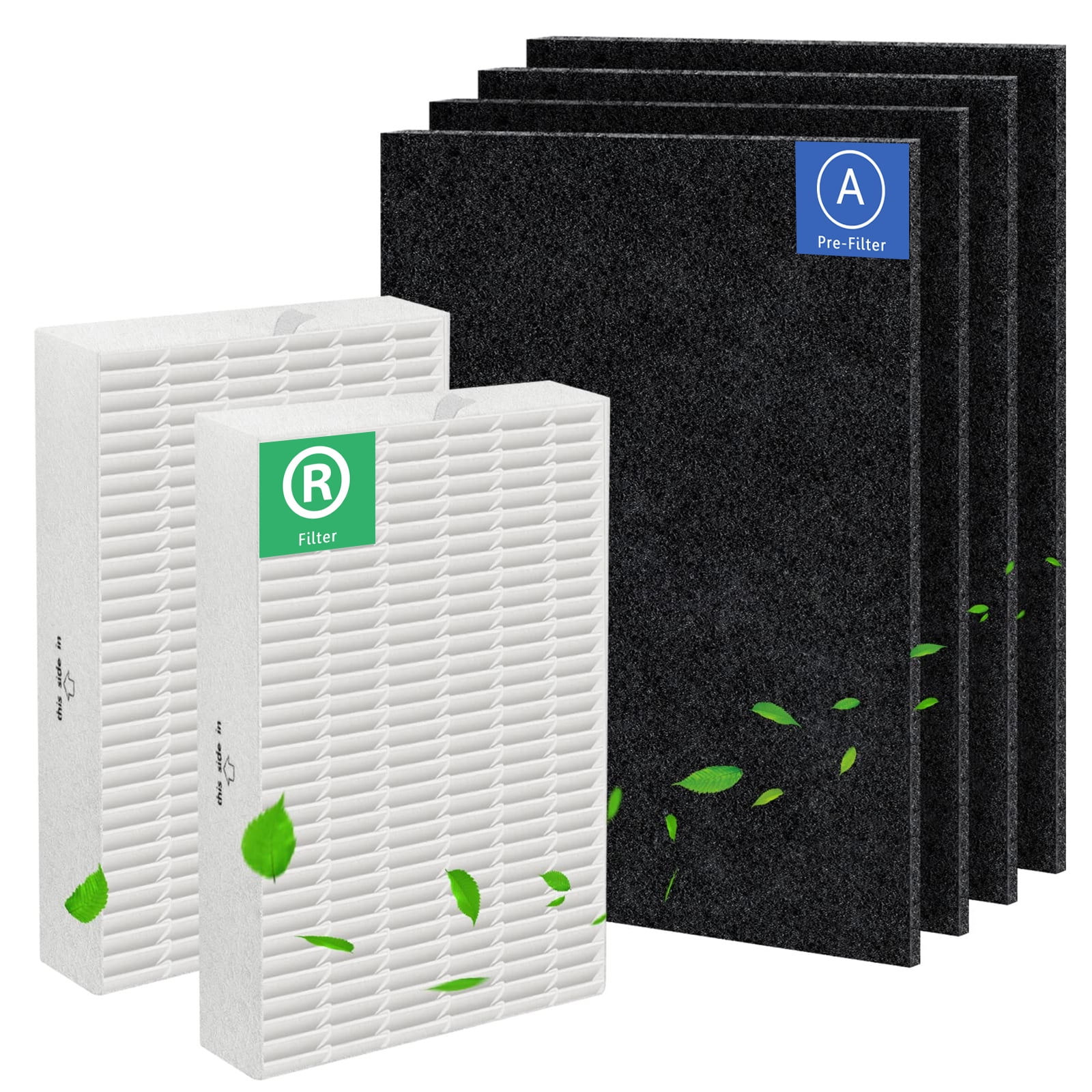 Brightify HPA200 HEPA Replacement Filter R for Honeywell Air Purifier 200 Series, 2 HEPA Air Filters R with 4 Carbon Pre-Filters A Compatible with Honeywell HRF-R2 HPA201 HPA202 HPA204 HPA250