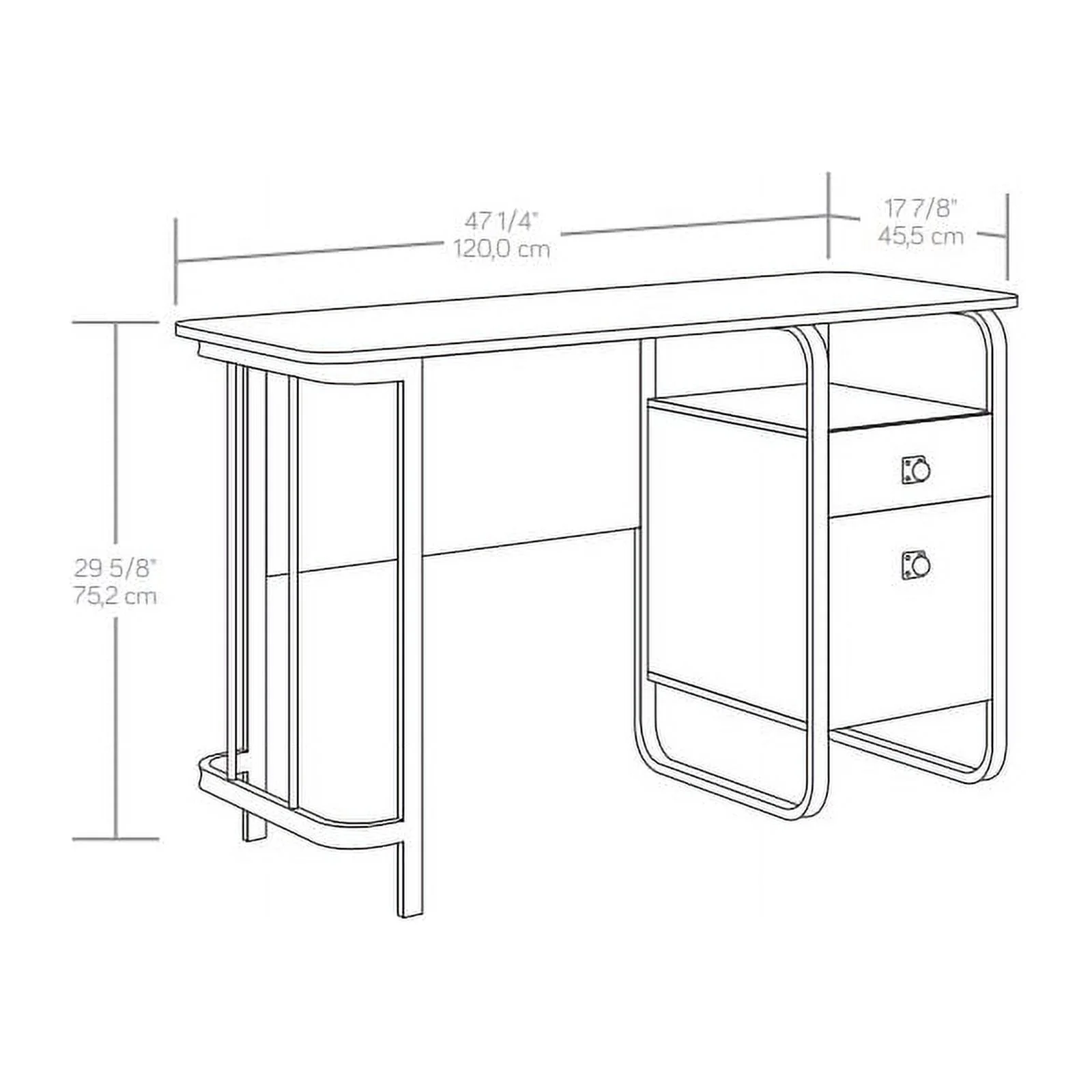 UrbanPro Modern Engineered Wood and Metal Desk in Etched Oak