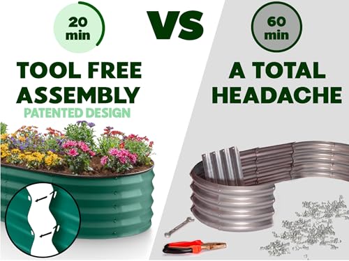 Galvanized Raised Garden Beds Outdoor // 4×2×1 ft Planter Raised Beds for Gardening, Vegetables, Flowers // Large Metal Garden Box (Silver) // Patented Tool-Free Design