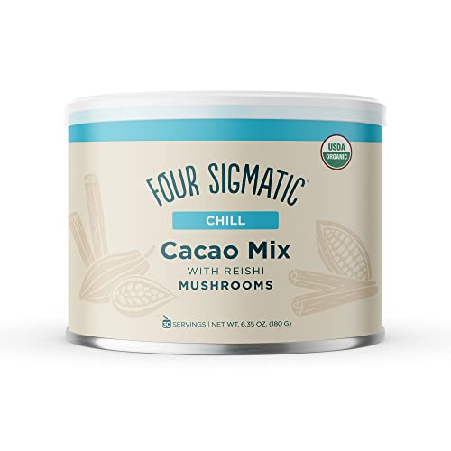 Four Sigmatic Calm Mushroom Cacao Mix | Organic Instant Cacao with Organic Reishi Mushroom Powder | Supports Calm & Relaxation | Drink it or Bake with it | Vegan, Gluten-Free, Dairy-Free | 10 Count