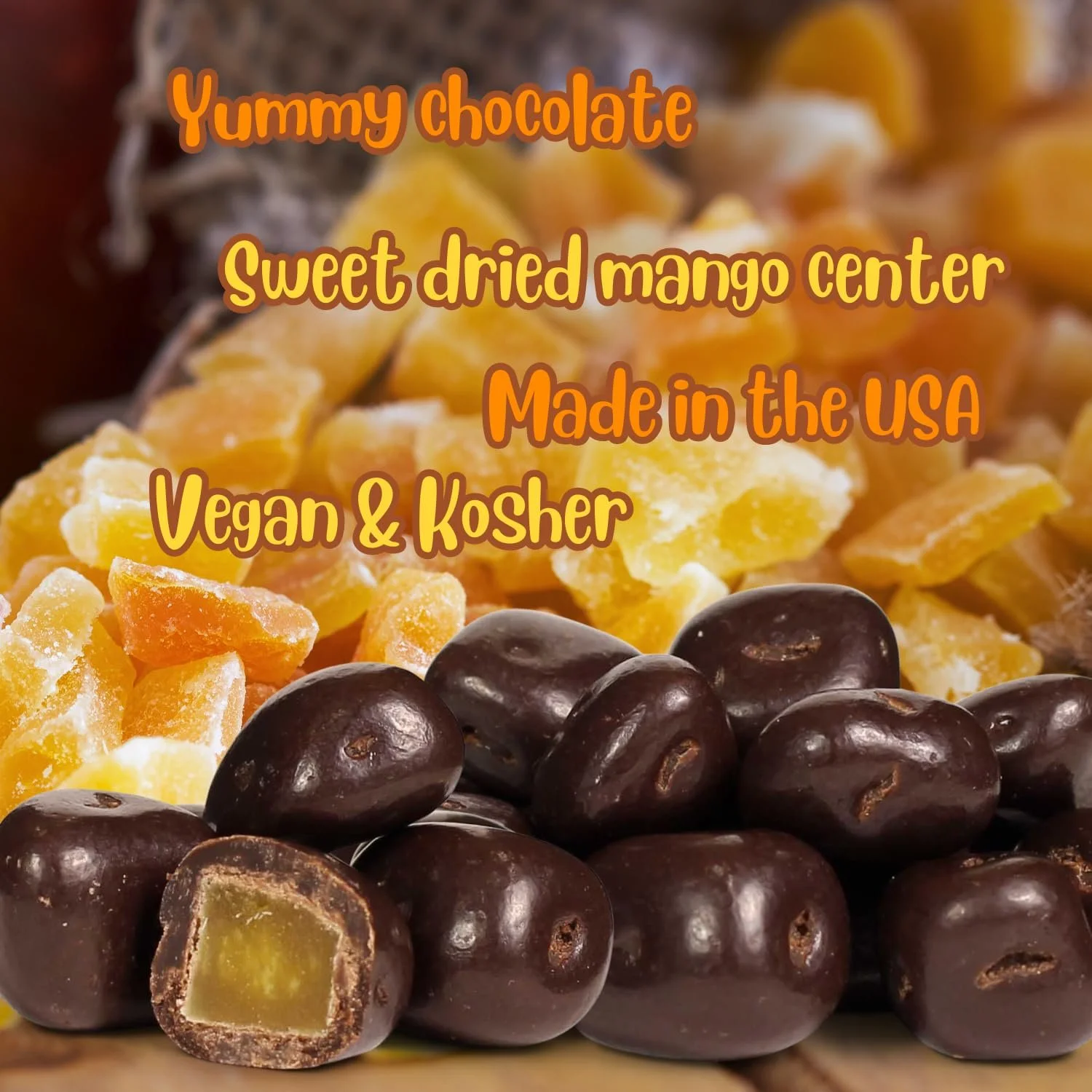 Dark Chocolate Covered Dried Mango by It's Delish, 2 Lbs Bulk Bag  Gourmet Chocolate Covered Mango Bits Fruit Snacks Bulk Chocolate Candy Treats  Vegan, Non-Dairy, Kosher