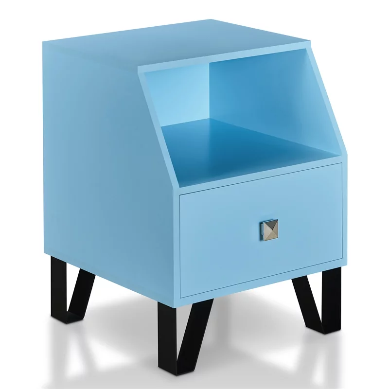 Bowery Hill Modern Wood Storage End Table in Light Blue Finish