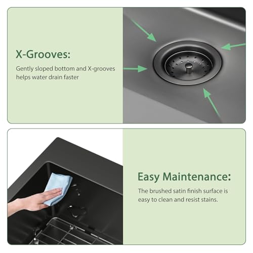 25 Inch Utility Laundry Sink Drop In 16 Gauge Stainless Steel Single Bowl Laundry Room Sink Laundry & Utility Room Kitchen Sinks 25