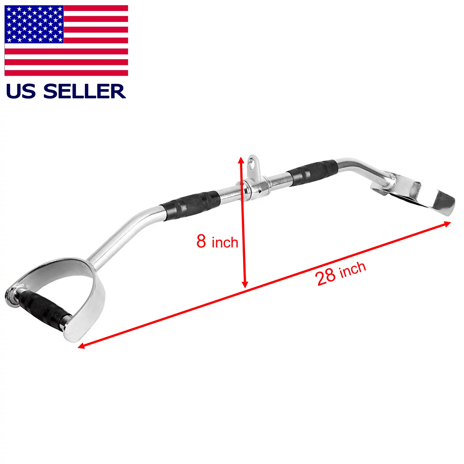 FITNESS MANIAC USA Home Gym Cable Attachment Handle Machine 28 Inch LAT Bar Deluxe LAT with Solid Metal Pro Non-Slip Hand Grips Style