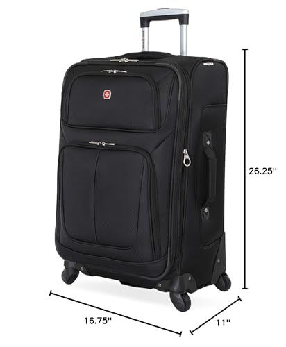 SwissGear Sion Softside Expandable Luggage, Black, Checked-Large 29-Inch