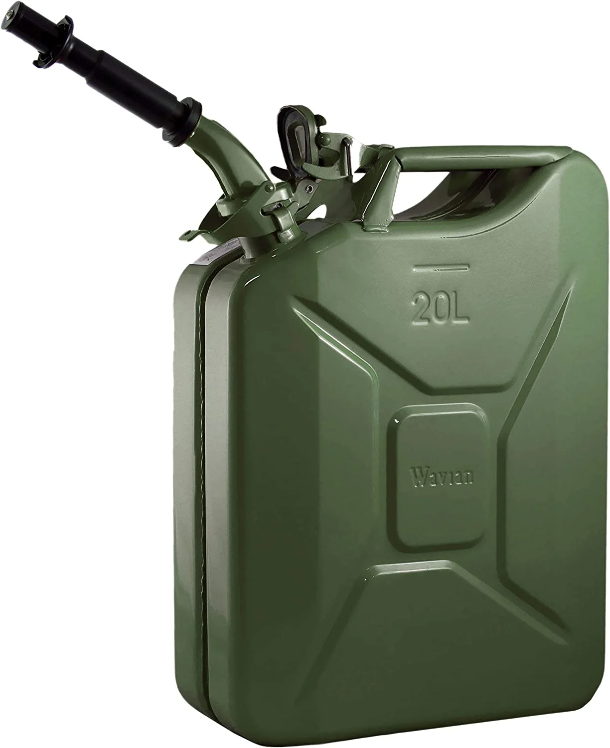 Wavian 3012 20 Liter Military Style NATO Jerry Fuel Can and Spout, Green