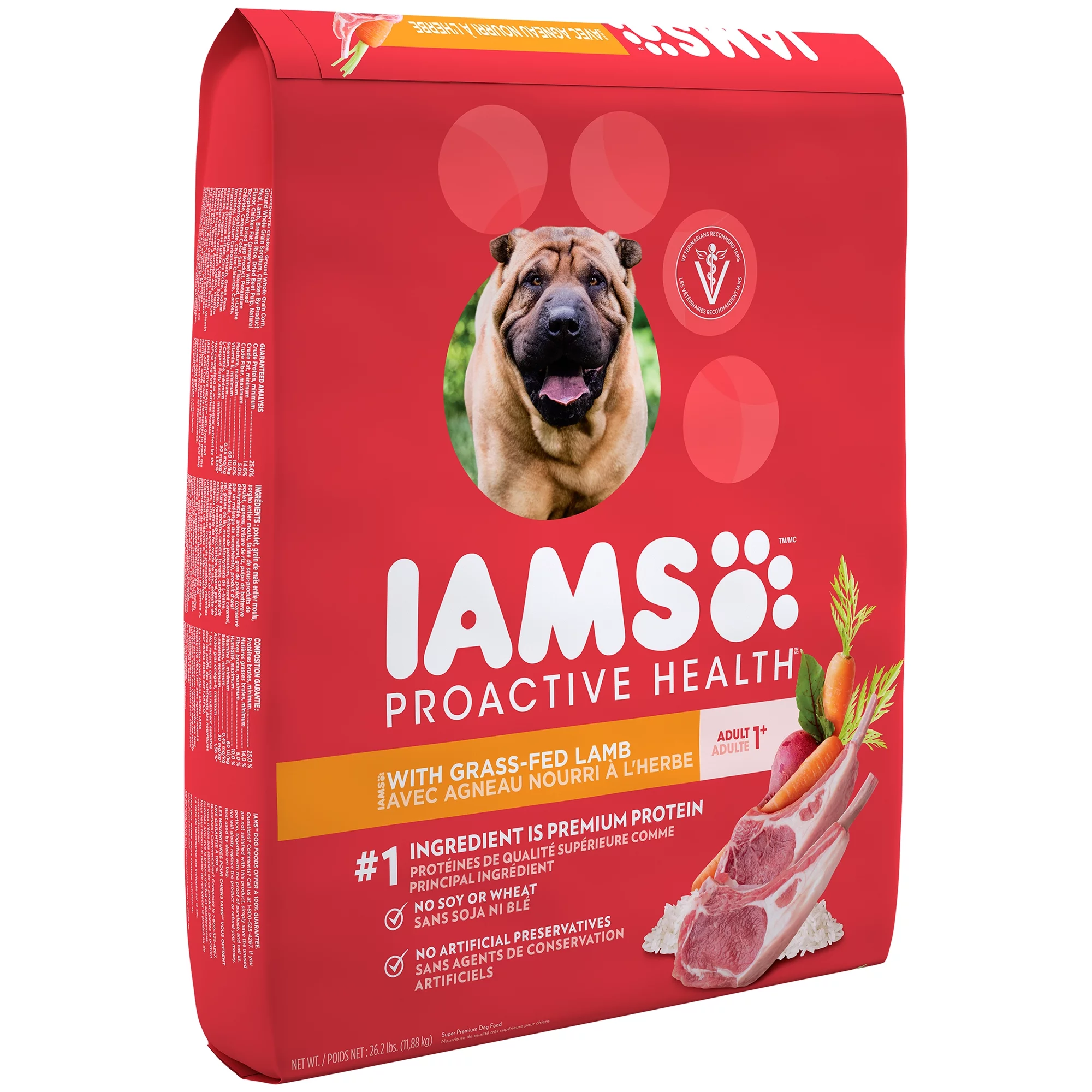 Iams Proactive Health Adult With Grass-Fed Lamb Dry Dog Food, 26.2 Lb