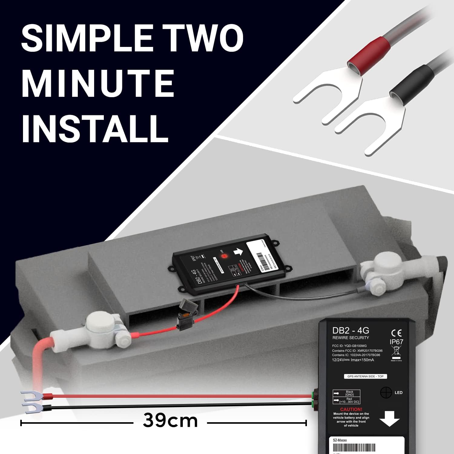 GPS Tracker for Vehicles - DB2 Hard-Wired Tracking Device, Optimal for Personal and Business Use, 24/7 Real-Time Location Monitoring for Car, Truck, Van US and Worldwide