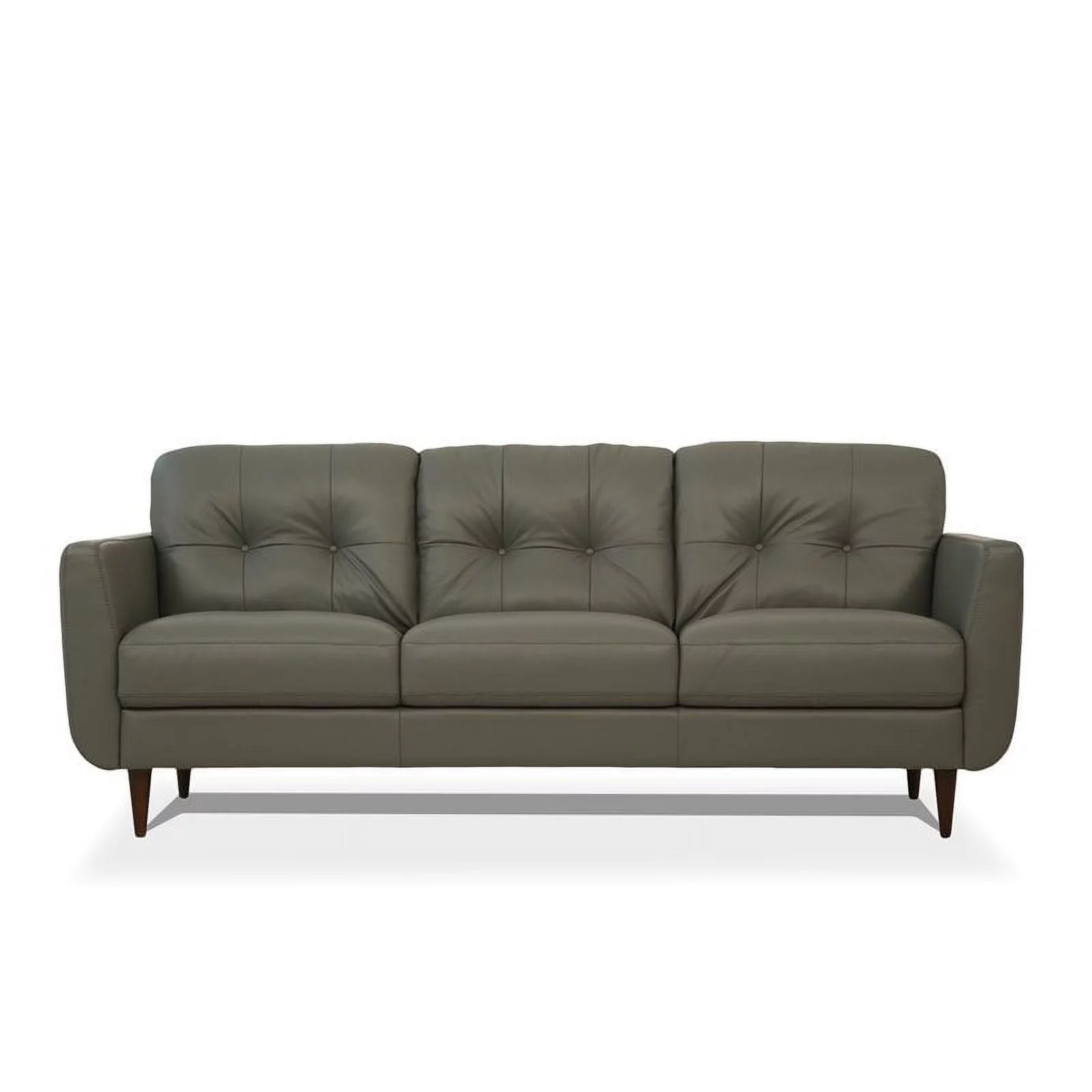 Bowery Hill Tufted Leather Sofa in Pesto Green